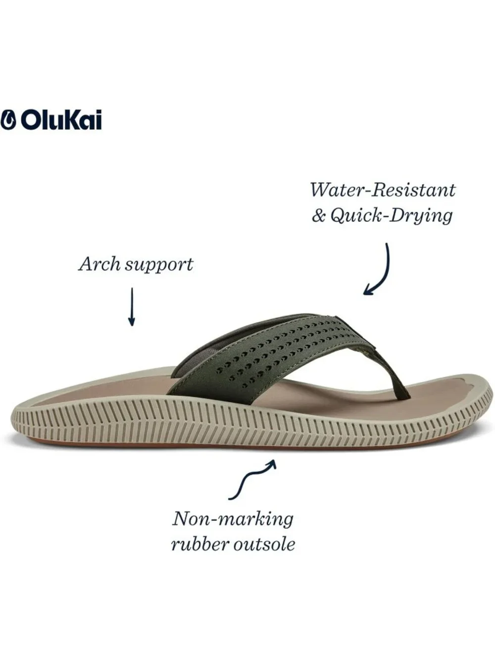Men Nori\clay Beach Sandals Water Resistant Flip Flops Arch Support&comfort Fit